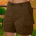 thumbnail image 2 of QHFBli Bermuda Shorts for Women Cargo Shorts Knee Length 6 Pockets Elastic Waist Long Shorts for Summer Casual, 2 of 5