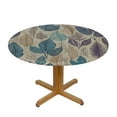 thumbnail image 3 of Nawypu  Round Fitted Tablecloth with Elastic Edged, Leaves Tiled Table Cloth for Dining Table Waterproof Oil Proof Table Cover for Indoor Outdoor Abstract Painting Burlap Backdrop, 3 of 7
