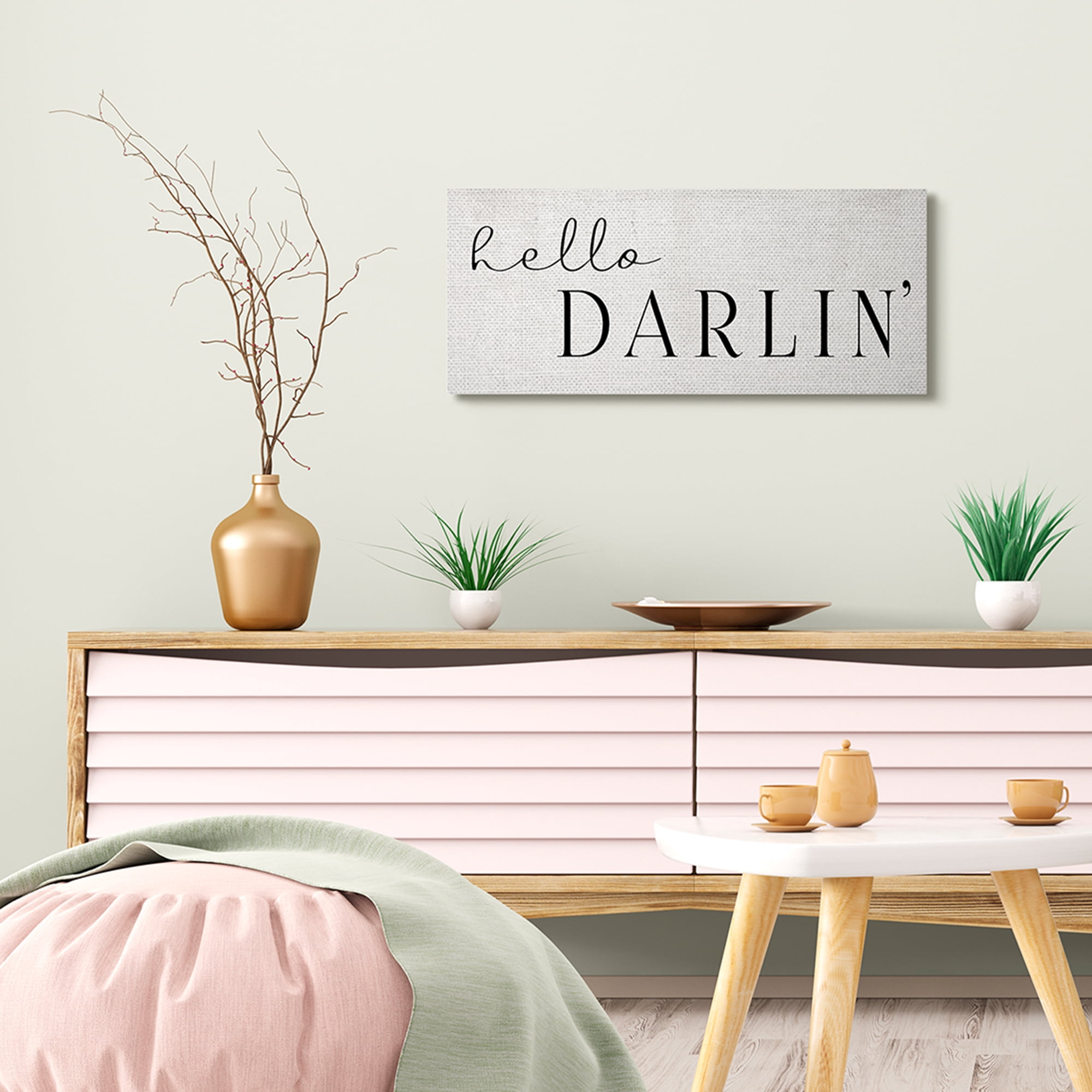 Industries Hello Darlin' Phrase Charming Southern 30 in x 13 in Drawing Canvas Art Print, by Stupell Home Décor