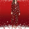 thumbnail image 4 of Cavosen Christmas 2 Piece Womens Christmas Pajamas Lapel Long Sleeve and Elastic Waist Pants Breathable Sleepwear Santa Printed Warm Cute, 4 of 7