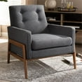 thumbnail image 2 of Baxton Studio Perris Fauteuil Lounge Rembourré en Gris Foncé et Noyer, 2 of 9
