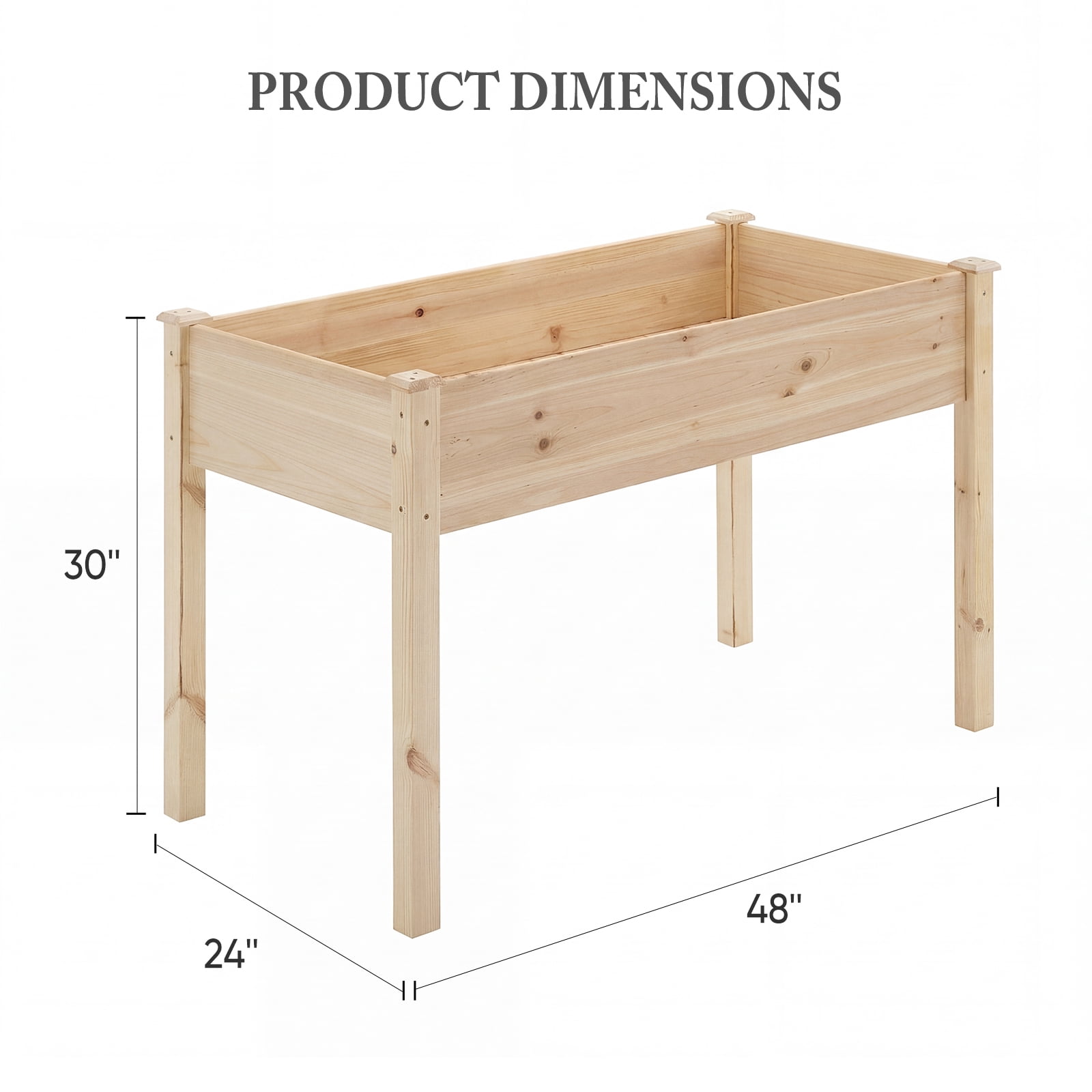 Blorly Wooden Raised Beds for Garden, Elevated Planter Box for Vegetable/Flower/Herb, Raised Growing Bed with Drainage Holes for Patio, Backyard, Garden, Natural Wood, 48"x24"
