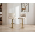 thumbnail image 5 of Guyou Swivel Bar Stool Set of 2, Modern Upholstered PU Adjustable Height Counter Barstools with Open Back and Metal Base for Kitchen Island Restaurant Home Bar, Beige, 5 of 13
