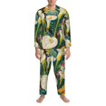 thumbnail image 3 of Fuzoiu Tropical Floral Jungle Print Men's Long-Sleeved Pajama,Lounge Button Down Nightwear,Mens Notch Collar Pajama Set -Large, 3 of 7