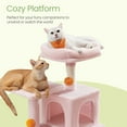 thumbnail image 3 of LEDREM 44.1-Inch Multi-Level Cat Tree with Hammock, 2 Perches & Cave, 4 Scratching Posts & Hanging Toys for Indoor Cats, Jelly Pink, 3 of 6