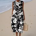 thumbnail image 2 of Women's Summer Maxi Dress 2031 Sleeveless Round Neck Floral Elegant Temperament Dress Casual Loose Long Beach Sundress Travel Vacation Outfits, 2 of 2
