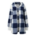 thumbnail image 5 of Letdown Womens Checkered Sherpa Jacket Plaid Long Sleeve Hoodies Coats Gingham Outwear with Pockets Loose Fit Winter warm Coat (Blue,L), 5 of 8