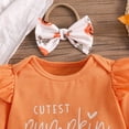 thumbnail image 6 of Gerichy Baby Girl Fall Outfit Ruffle Sleeve Romper Bell Bottom Pumpkin Pants 0 3 6 12 18 Months Baby Girls Halloween Clothes Set, 6 of 6