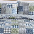 thumbnail image 5 of Eddie Bauer - Juego de edredón Queen reversible de algodón con fundas a juego, decoración del hogar con reverso de cuadros (acogedor patchwork de cuadros azul/verde Queen), 5 of 5