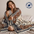thumbnail image 2 of Boho Vintage Throw Blankets, Ethnic Tribal Floral Pattern Soft Fleece Blanket Decorative for Home Sofa Couch Chair Living Bedroom, 40x50 inches, Beige Brown Blue, 2 of 9
