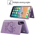 thumbnail image 3 of for iPhone Xs/X Wallet Case with RFID Blocking Card Holder for Girls Women,Premium PU Leather Magnetic Buttons Stand Flip Wrist Strap Case for iPhone Xs 5.8 Inch,Heart Purple, 3 of 16