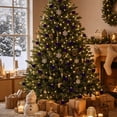 thumbnail image 6 of 49 Pcs Purple Velvet Flocked Christmas Ball Ornaments, Plastic Xmas Tree Hanging Decorations, Festive Holiday Party Home Christmas Tree Decor, 1.18 Inch, 6 of 8