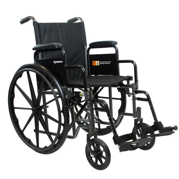 Dynarex DynaRide Series 1 Wheelchair - Detachable Desk Arms & Dual Footrests - Lightweight, Foldable & Comfortable, 300 lb. Weight Capacity, Silver Vein Frame, 1 Wheelchair