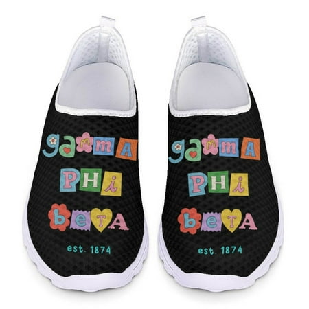 

Gamma Phi Beta Sorority Printed Casual Shoes for Women Summer Comfortable Breathable Mesh Flat Shoes Hospital Work Nurse Shoes