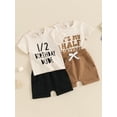 thumbnail image 4 of Aojekbee Baby Boy Half First Birthday Outfits Letter Print Short Sleeve T-Shirts Tops Elastic Waist Shorts 2Pcs Summer Clothes Set, 4 of 10