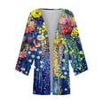 thumbnail image 5 of Babysbule Women's Tops, Jackets& Coat Women's Casual 3/4 Sleeve Print Loose Shirt Tops Cardigan, 5 of 5