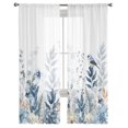 thumbnail image 7 of Sheer Curtains 96 inches Long, Blue Christmas Flower Poinsettia Robins Eucalyptus Light Filtering Sheer Window Curtains Rod Pocket Voile Drapes for Bedroom Living Room, 52"W x 96"L 2 Panels, 7 of 7