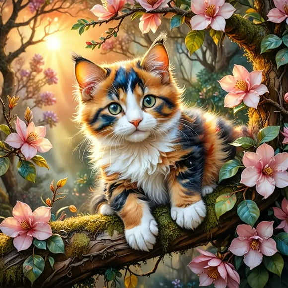 New Diamond Mosaic Cat Animal Designs Available Now! Diamond Painting Flowers DIY Acrylic Crafts Home Decor 40×40cm Frameless,3887,40X40cm