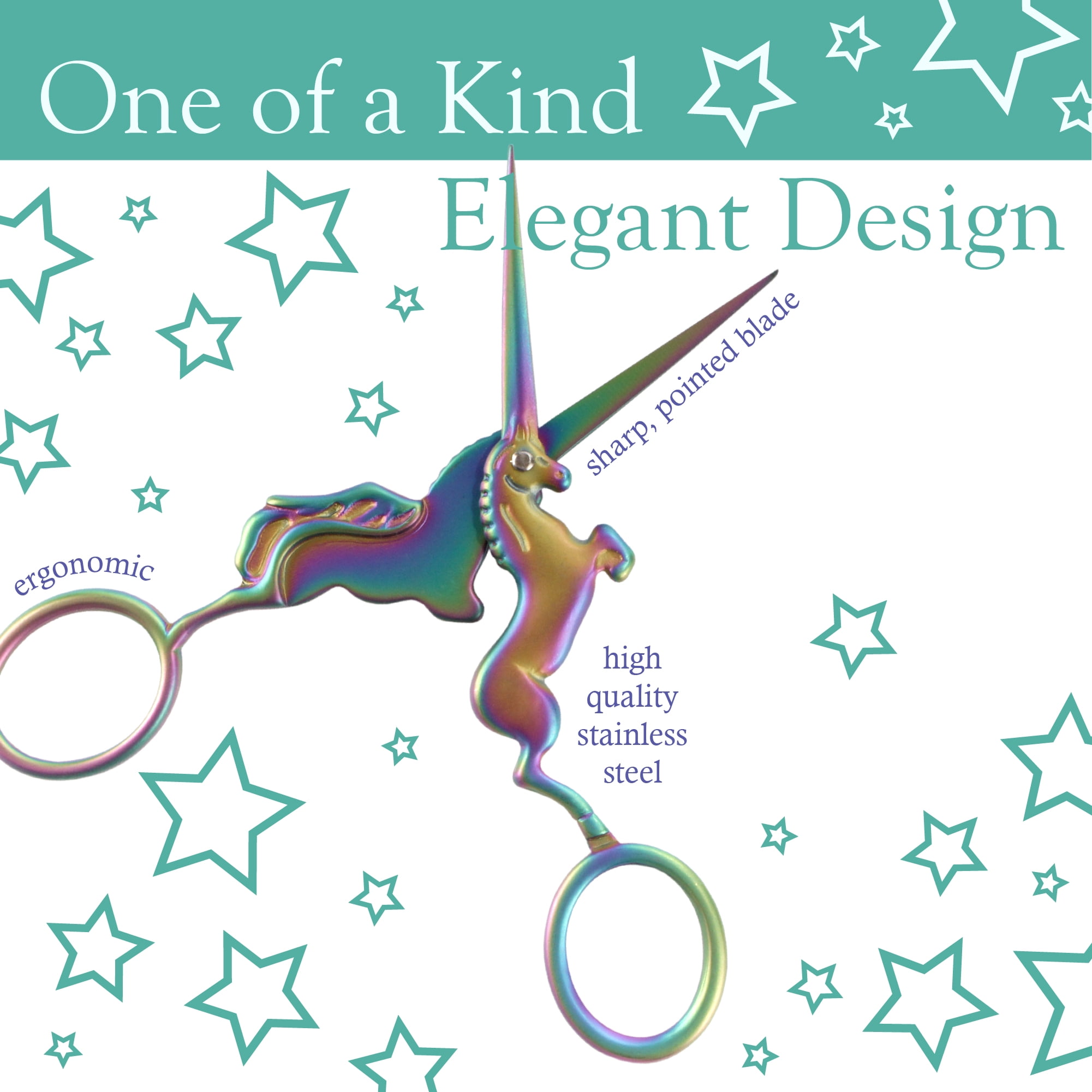 JubileeYarn Unicorn Embroidery Craft Stainless Steel Scissors - Rainbow - 10 Pairs