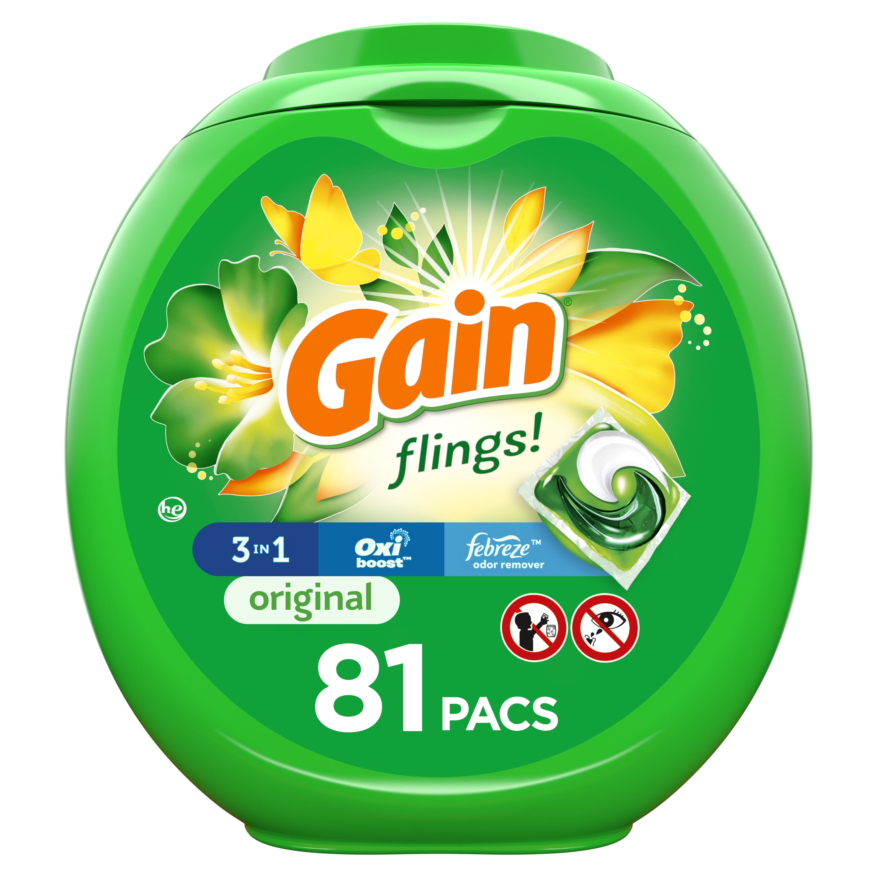Gain Flings Original, Laundry Detergent Pacs, 81 ct.