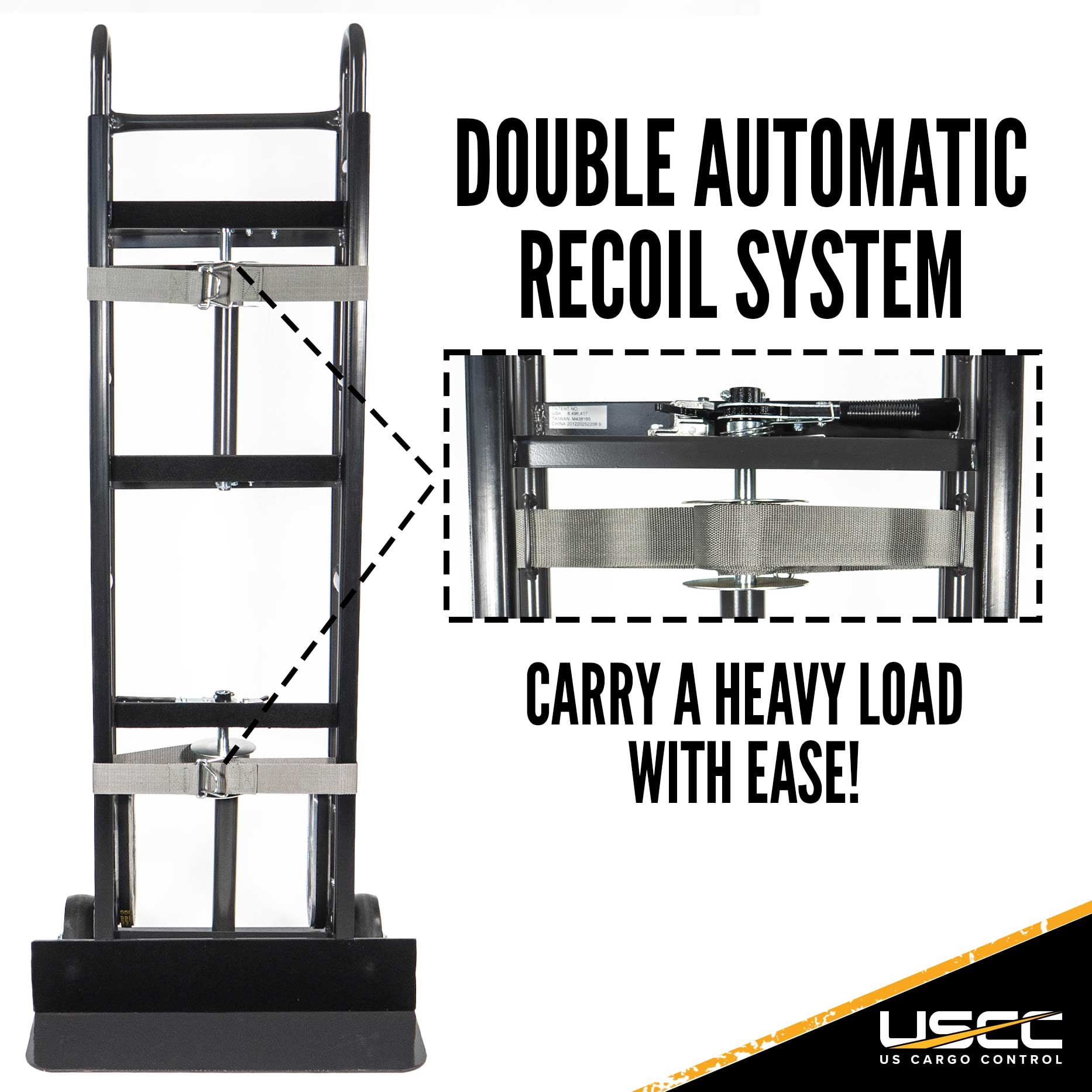 US Cargo Control Appliance Truck - Industrial Steel Appliance Hand Truck, 800 LBS Capacity, Appliance Hand Dolly with Double Auto Recoil System & Stair Climber, Appliance Dolly Heavy Duty with Straps