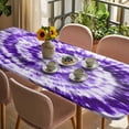 thumbnail image 3 of Purple Ombre Table Cloths for 8 Foot Rectangle Tables, Modern Abstract Tie Dye Painting Art Patio Waterproof Elastic Fitted Tablecloths, Washable Rectangular Table Cover for Camping, 3 of 8