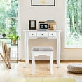 thumbnail image 5 of Costway Makeup Desk Vanity Dressing Table Oval Stool 5 Storage Drawers, 5 of 12