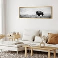 thumbnail image 4 of IDEA4WALL Extra Large Framed Canvas Print Wall Art Monochrome Bison in the Plains Landscape Nature Country Scenery Antique Retro Fine Art Animal Decorative for Home Decoration - 60"x20", 4 of 5