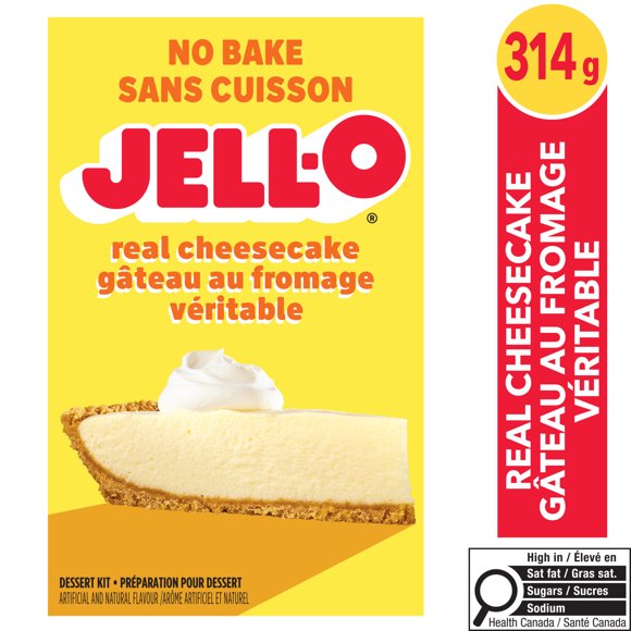 Jell-O No Bake Real Cheesecake Dessert Kit with Filling Mix and Crust Mix, 314 g Box