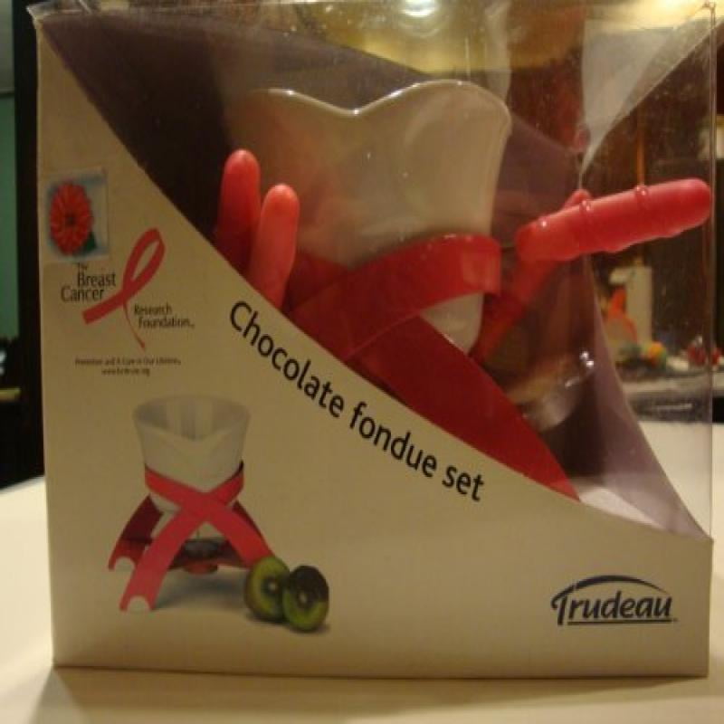 Trudeau Bow Breast Cancer Research Chocolate Fondue 7 Piece Set by