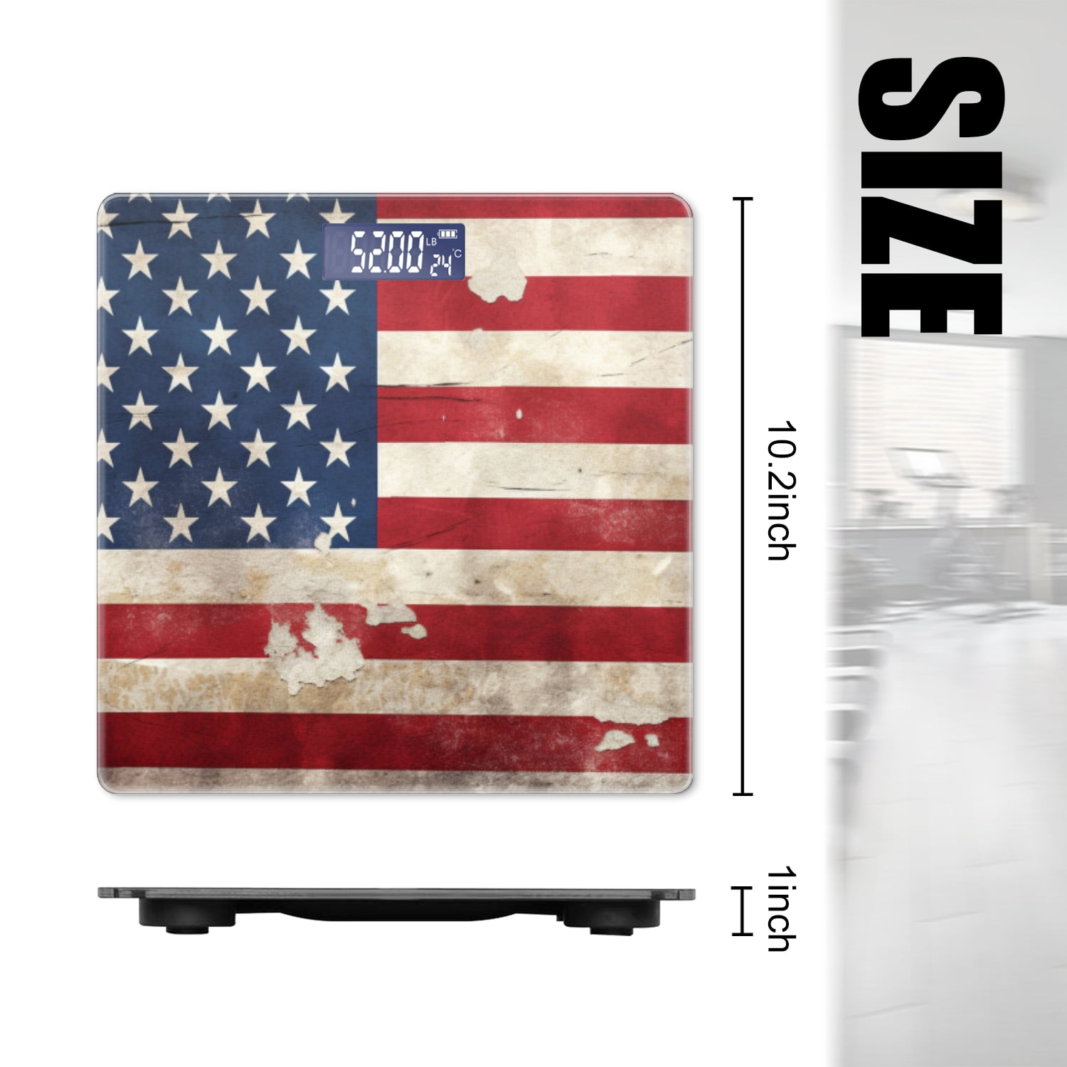 Bathroom Scale, Highly Accurate Digital Body Scale,Precisely Measures Weight up to 400 lbs-Vintage American Flag