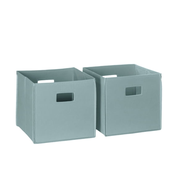 RiverRidge Kids 2 Piece Fabric Collapsible Storage Cube Organizers with Handles for Playroom Organization - Sea Green