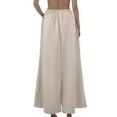 thumbnail image 5 of Yucgh Women's Solid Color Fishtail Split Skirt with Elastic Waist & Side Pockets, Swing Maxi Skirt, Casual Linen Blend Beach Skirt for Summer,Khaki,2XL, 5 of 7