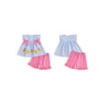 thumbnail image 2 of BemeyourBBs Toddler Baby Girl Back to School Outfits Kindergarten Outfits Baby Girl First Day of School Outfit Plaid Print Fly Sleeve Tunic Shirt Tops Ruffle Shorts Set Toddler Girls Summer Clothes, 2 of 9