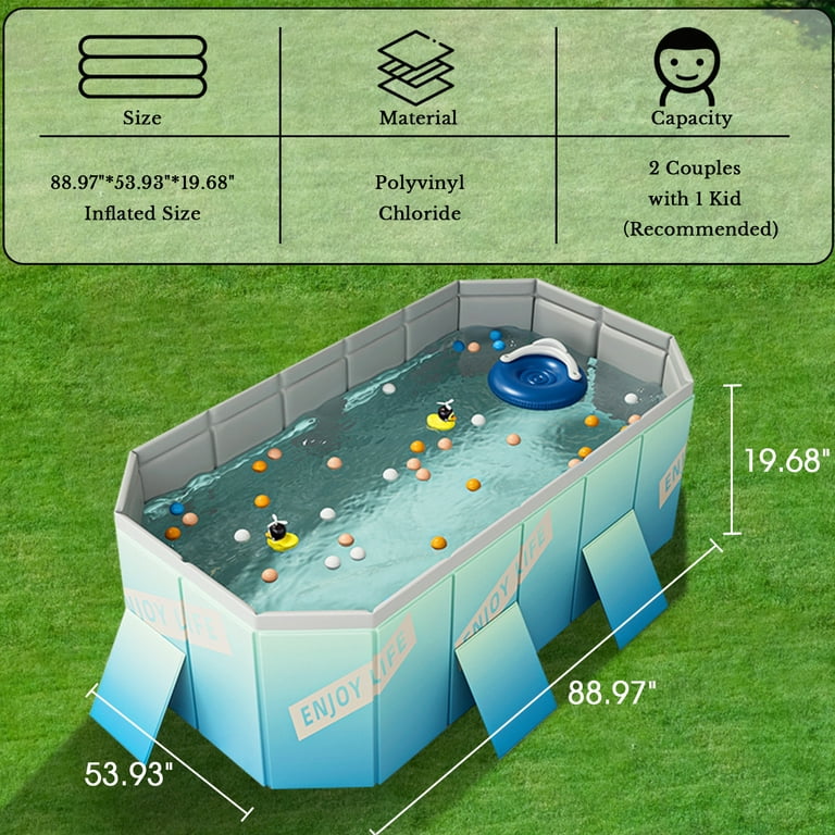 Hurber Foldable Swimming Pool, Large Non-Inflatable Adults Kids