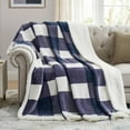 thumbnail image 1 of Sherpa Blanket Fleece Throw Blanket Full Queen Plaid Thick Bed Blanket Soft Warm Cozy Blue Checkered Throw Blanket * 50"x60", 1 of 7
