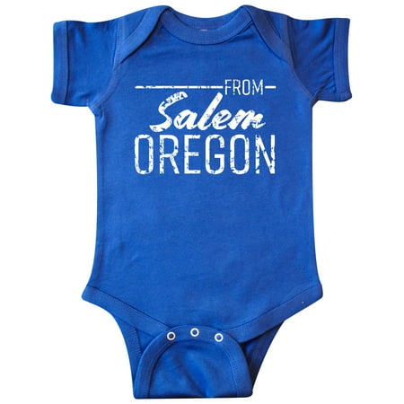 

Inktastic From Salem Oregon in White Distressed Text Gift Baby Boy or Baby Girl Bodysuit