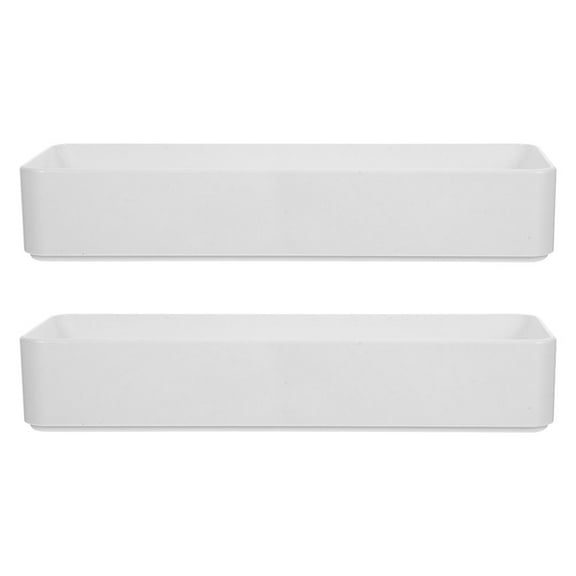 HOOWIFFY 2-Pack White Plastic Drawer Organizer for Kitchen Utensils and Cutlery Storage