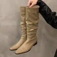thumbnail image 6 of Povozer Wide Calf Slouch Boot Tall Knee High Women's Winter Shoes(Khaki,8), 6 of 6