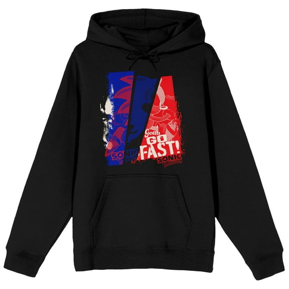 Sonic The Hedgehog Gotta Go Fast Colored Dots Men's Black Sweatshirt-3XL