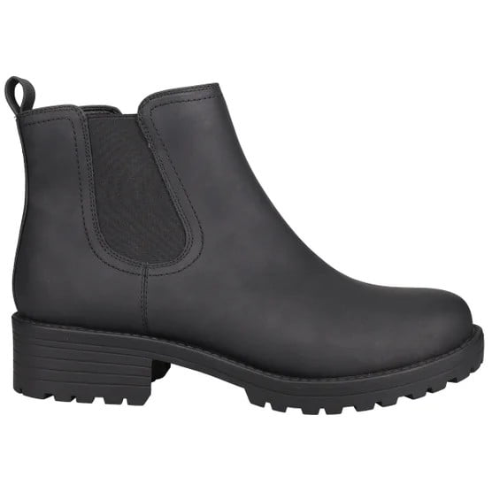 Buffalo David Bitton Anna Chelsea Boots Womens Black Leather Faux Fur Lined - Size 7.5
