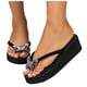 thumbnail image 3 of Bmisegm Women Sandals Fashion New Pattern Bow Decoration Flip Flop Wedge Lightweight Summer Slippers Sandals Women Summer Black 6.5, 3 of 9