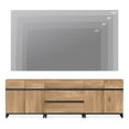 thumbnail image 4 of WAMPAT Modern TV Stand for TVs up to 100 inch, 3 in 1 TV Console with Adjustable Shelves and 3 Drawers, Media Console for Living Room,Bedroom, Oak, 4 of 15