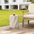 thumbnail image 4 of LuxenHome Sculptural MgO Patio Table, 18.3" Tall Round Side Table for Outdoor Spaces, 4 of 9