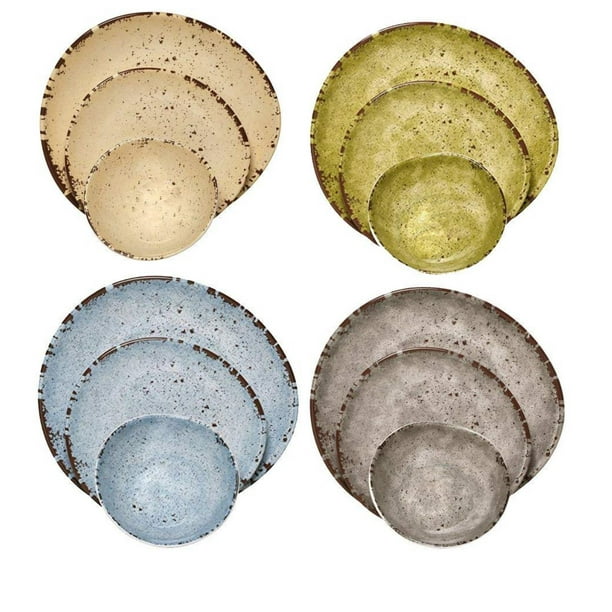Melange 36Piece 100 Melamine Dinnerware Set (Rustic Egg Collection