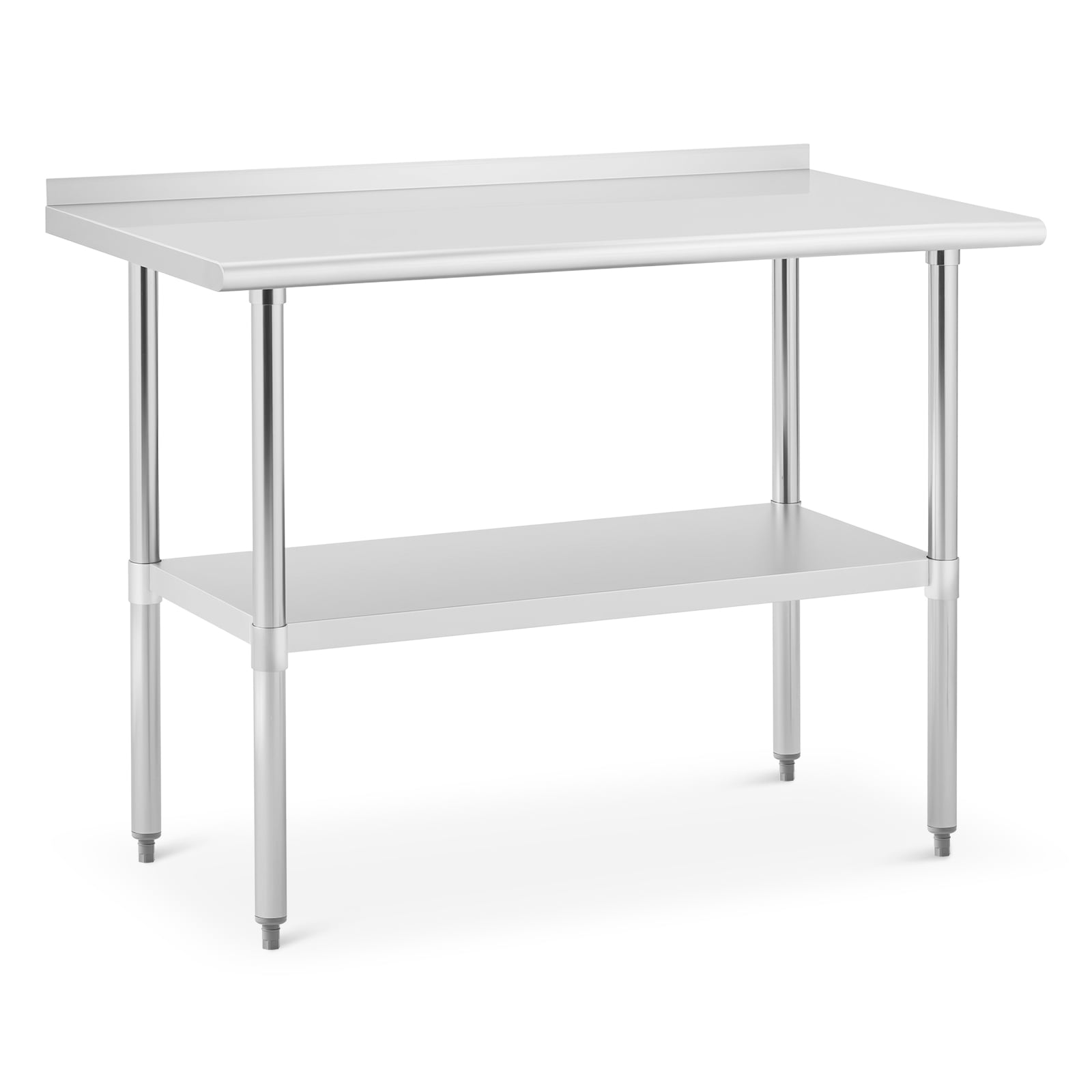 Trilenars 24 x 48 Inches Stainless Steel Table,Metal Prep Worktable with Undershelves and Backsplash for Commercial Kitchen, Outdoor, Restaurant, Adjustable Height