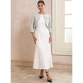 thumbnail image 3 of DARING DIVA Women's 3/4 Sleeves Flower Decor Open Front Formal Bolero S Light Grey, 3 of 6