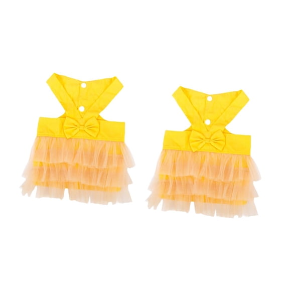 Bvdfgk 2 Pieces Pet Dog Dresses with Lovely Bow Summer for Small Dog Girl,Party Clothes Yellow