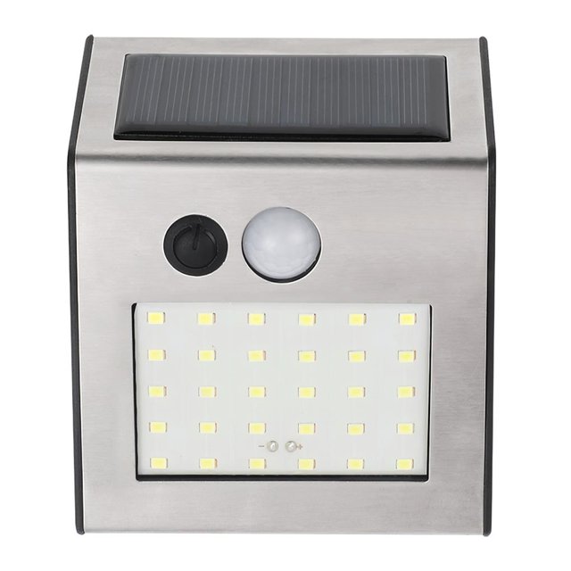 Lámpara De Inducción De Pared Luz Alta Inducción De Movimiento A Prueba De Agua Lámpara De Carga Solar De Plástico Y Acero Inoxidable Montada En La Pared Para Exteriores Para Garaje Granja Inevent HA019519-00