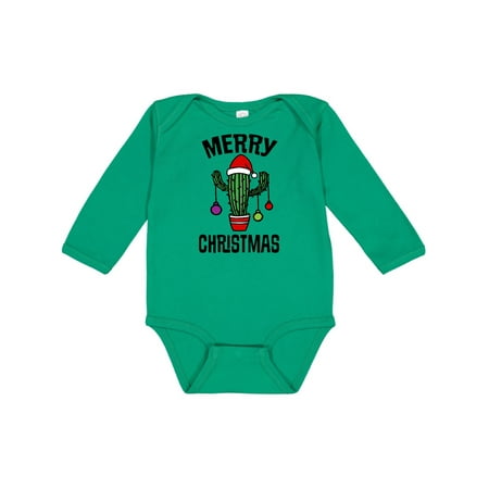 

Inktastic Merry Christmas Cactus Cute Gift Baby Boy or Baby Girl Long Sleeve Bodysuit